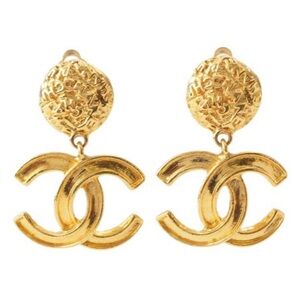 Chanel 1995 CC drop clip-on earrings Vintage Rare